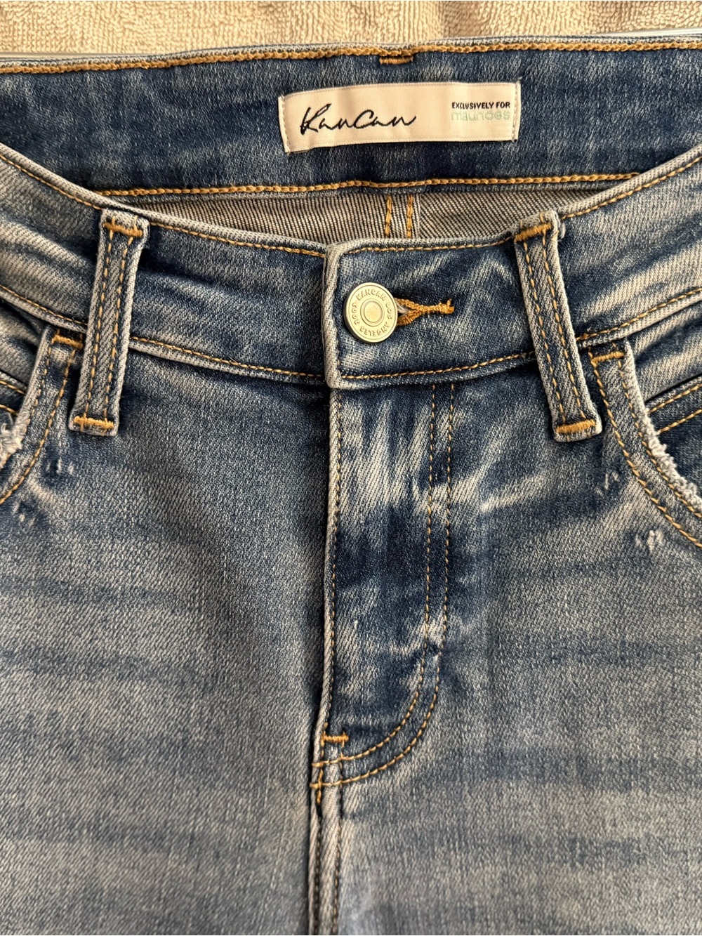 KanCan Light Blue Straight Leg Jeans with Faded Wash